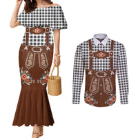 Oktoberfest Lederhosen Costume Couples Matching Mermaid Dress and Long Sleeve Button Shirt German Beer Festival - Wonder Print Shop