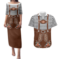 Oktoberfest Lederhosen Costume Couples Matching Puletasi and Hawaiian Shirt German Beer Festival - Wonder Print Shop