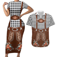 Oktoberfest Lederhosen Costume Couples Matching Short Sleeve Bodycon Dress and Hawaiian Shirt German Beer Festival - Wonder Print Shop