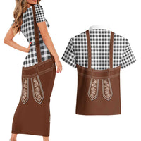 Oktoberfest Lederhosen Costume Couples Matching Short Sleeve Bodycon Dress and Hawaiian Shirt German Beer Festival - Wonder Print Shop
