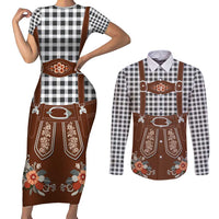 Oktoberfest Lederhosen Costume Couples Matching Short Sleeve Bodycon Dress and Long Sleeve Button Shirt German Beer Festival - Wonder Print Shop