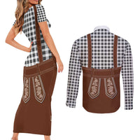 Oktoberfest Lederhosen Costume Couples Matching Short Sleeve Bodycon Dress and Long Sleeve Button Shirt German Beer Festival - Wonder Print Shop