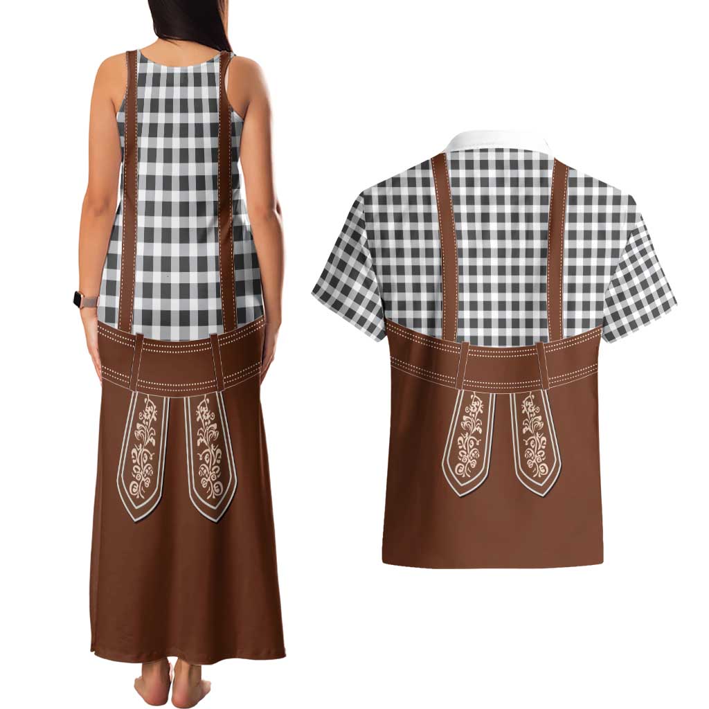 Oktoberfest Lederhosen Costume Couples Matching Tank Maxi Dress and Hawaiian Shirt German Beer Festival - Wonder Print Shop