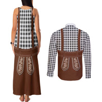 Oktoberfest Lederhosen Costume Couples Matching Tank Maxi Dress and Long Sleeve Button Shirt German Beer Festival - Wonder Print Shop