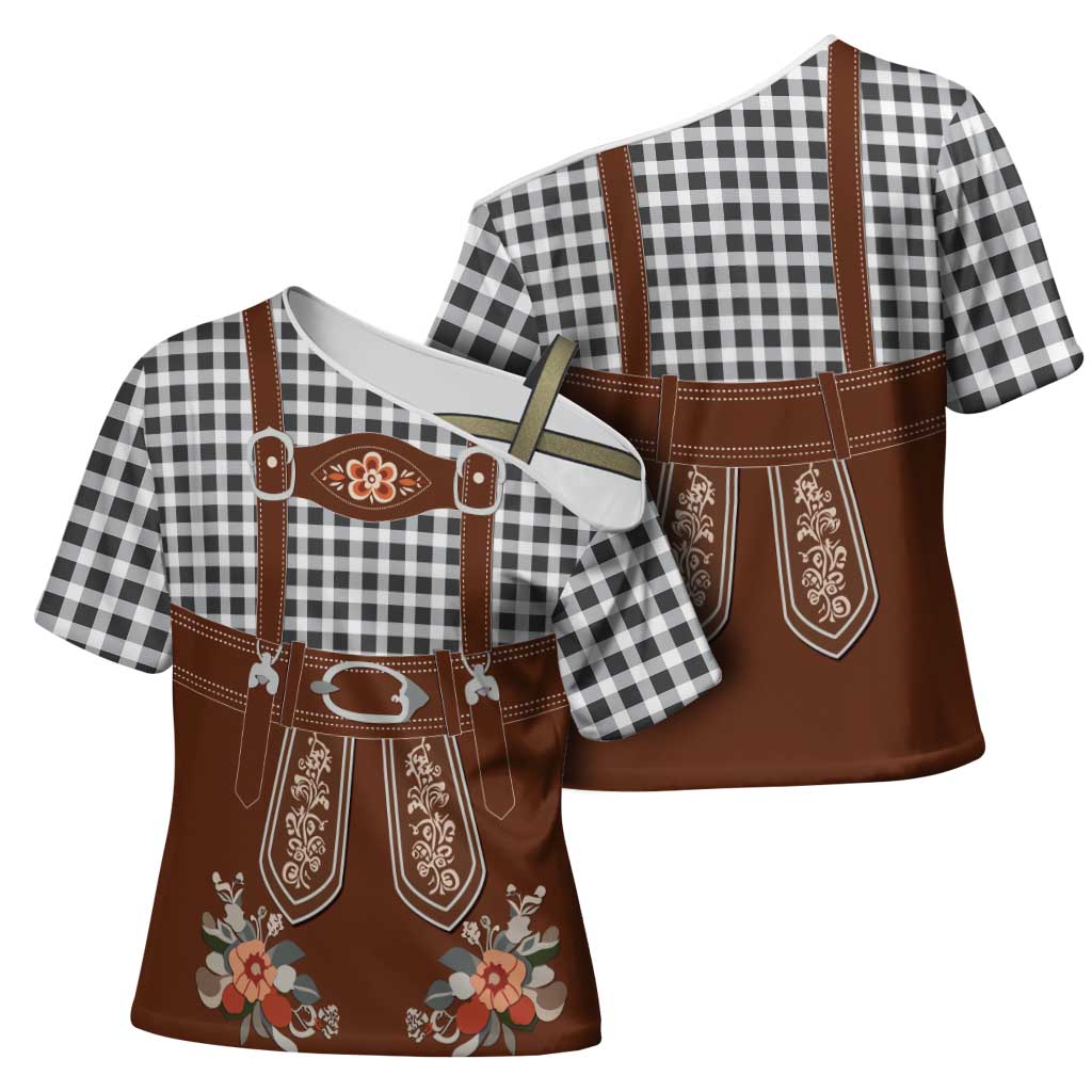 Oktoberfest Lederhosen Costume Cross Shoulder Shirt German Beer Festival - Wonder Print Shop