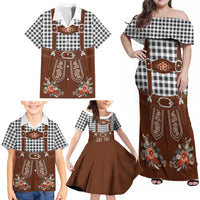 Oktoberfest Lederhosen Costume Family Matching Off Shoulder Maxi Dress and Hawaiian Shirt German Beer Festival - Wonder Print Shop