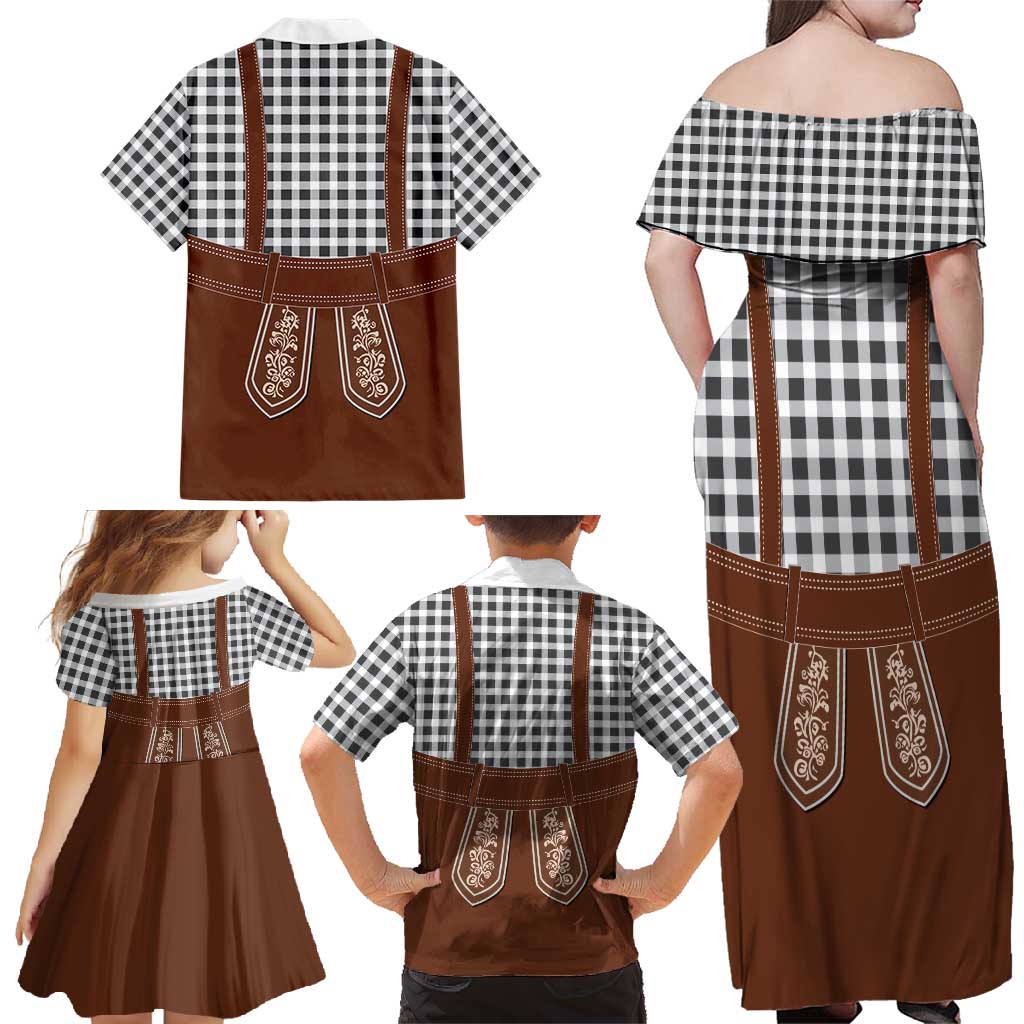 Oktoberfest Lederhosen Costume Family Matching Off Shoulder Maxi Dress and Hawaiian Shirt German Beer Festival - Wonder Print Shop