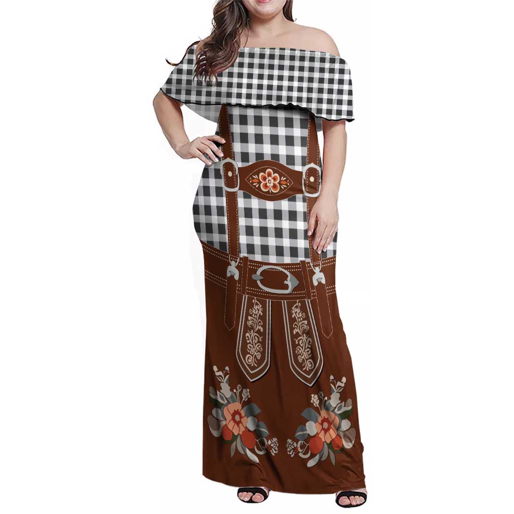 Oktoberfest Lederhosen Costume Family Matching Off Shoulder Maxi Dress and Hawaiian Shirt German Beer Festival - Wonder Print Shop