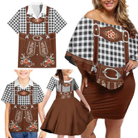 Oktoberfest Lederhosen Costume Family Matching Off Shoulder Short Dress and Hawaiian Shirt German Beer Festival - Wonder Print Shop