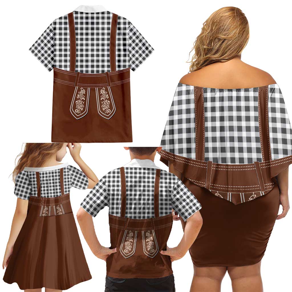 Oktoberfest Lederhosen Costume Family Matching Off Shoulder Short Dress and Hawaiian Shirt German Beer Festival - Wonder Print Shop