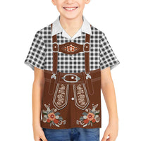 Oktoberfest Lederhosen Costume Family Matching Off Shoulder Short Dress and Hawaiian Shirt German Beer Festival - Wonder Print Shop