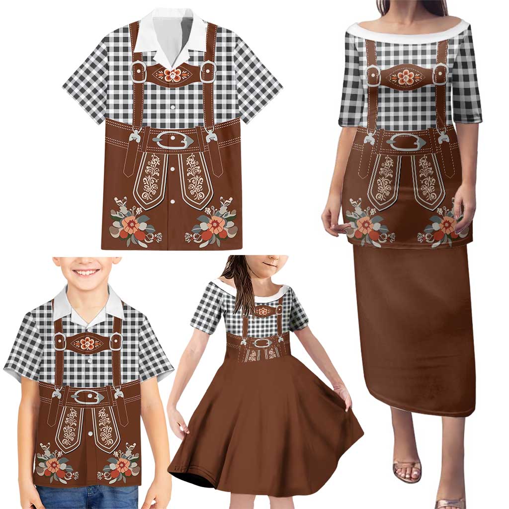 Oktoberfest Lederhosen Costume Family Matching Puletasi and Hawaiian Shirt German Beer Festival - Wonder Print Shop