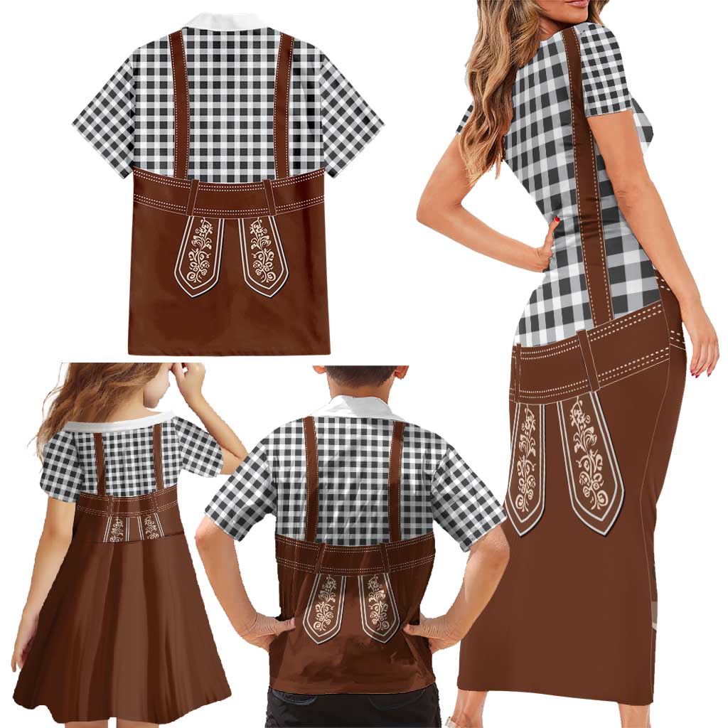 Oktoberfest Lederhosen Costume Family Matching Short Sleeve Bodycon Dress and Hawaiian Shirt German Beer Festival - Wonder Print Shop