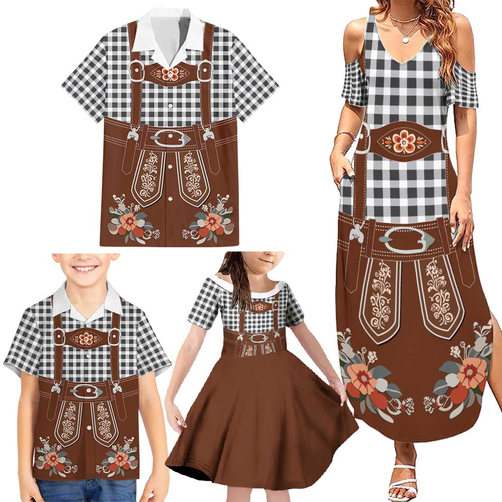 Oktoberfest Lederhosen Costume Family Matching Summer Maxi Dress and Hawaiian Shirt German Beer Festival - Wonder Print Shop