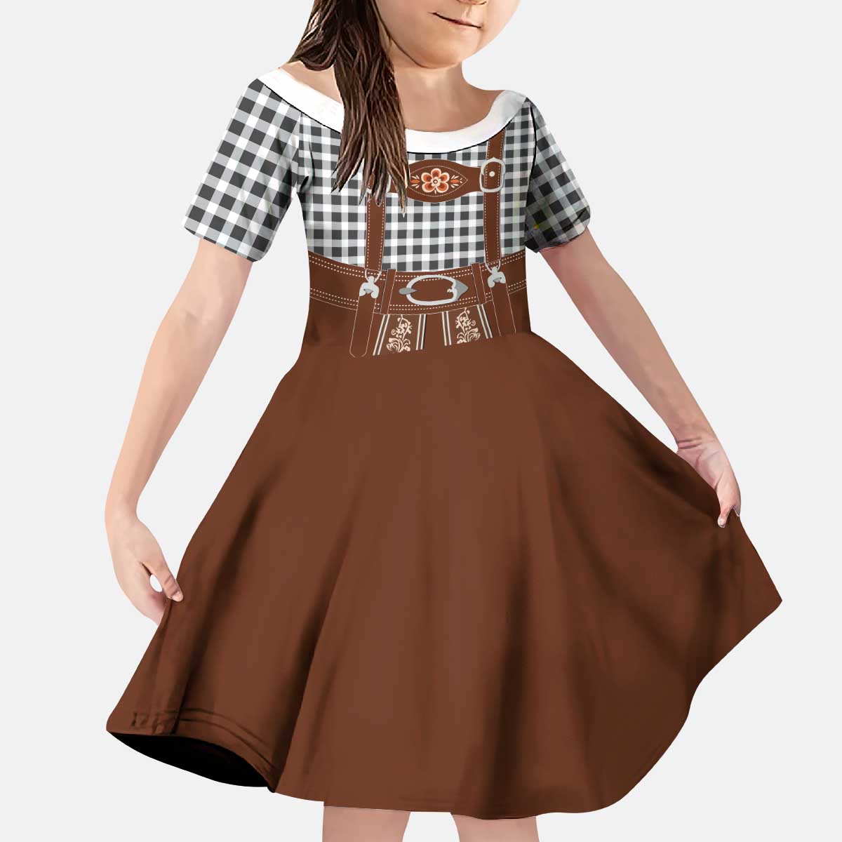 Oktoberfest Lederhosen Costume Kid Short Sleeve Dress German Beer Festival - Wonder Print Shop