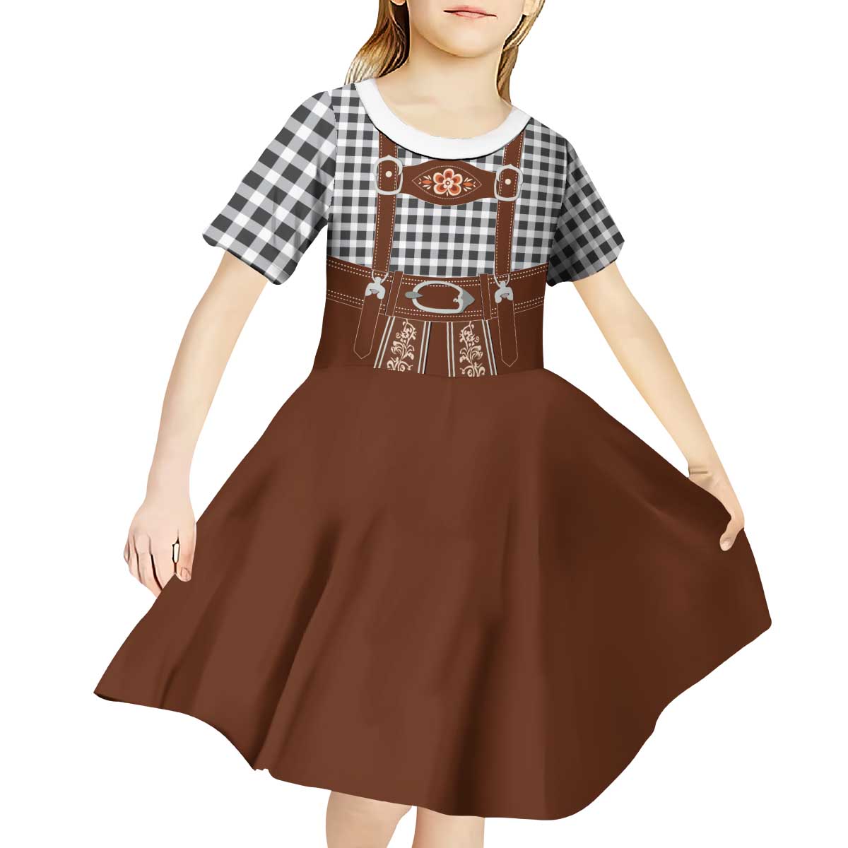 Oktoberfest Lederhosen Costume Kid Short Sleeve Dress German Beer Festival - Wonder Print Shop