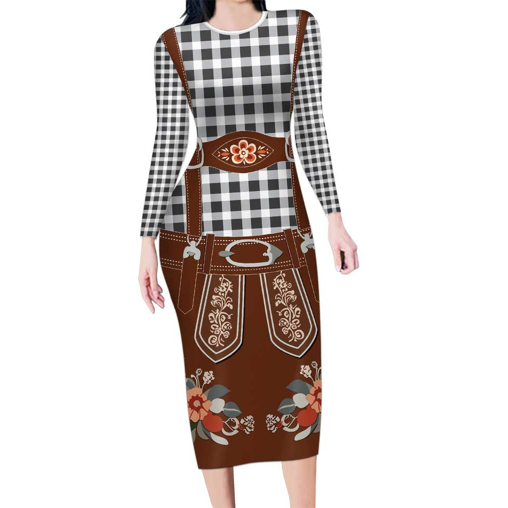 Oktoberfest Lederhosen Costume Long Sleeve Bodycon Dress German Beer Festival - Wonder Print Shop