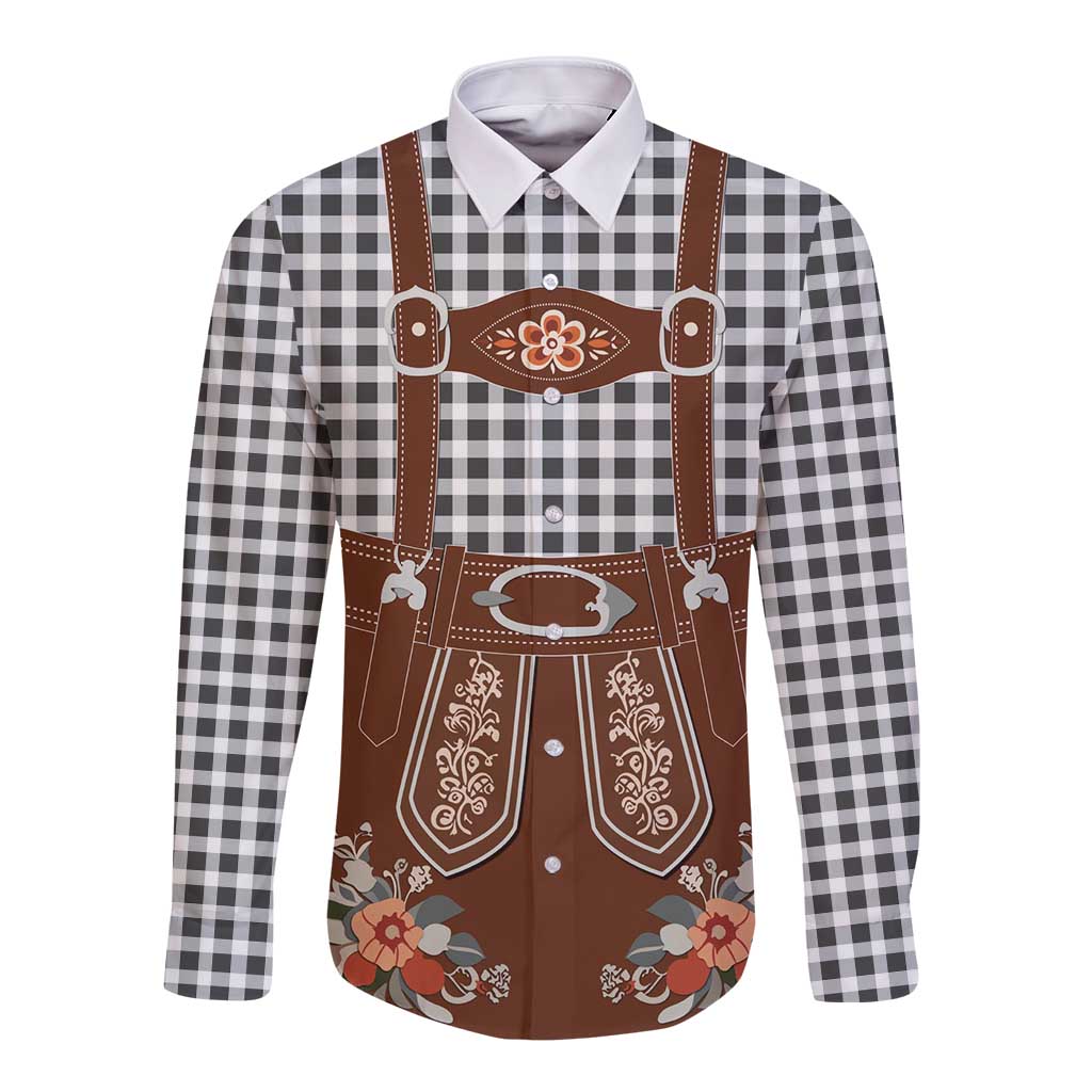 Oktoberfest Lederhosen Costume Long Sleeve Button Shirt German Beer Festival - Wonder Print Shop
