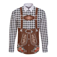 Oktoberfest Lederhosen Costume Long Sleeve Button Shirt German Beer Festival - Wonder Print Shop