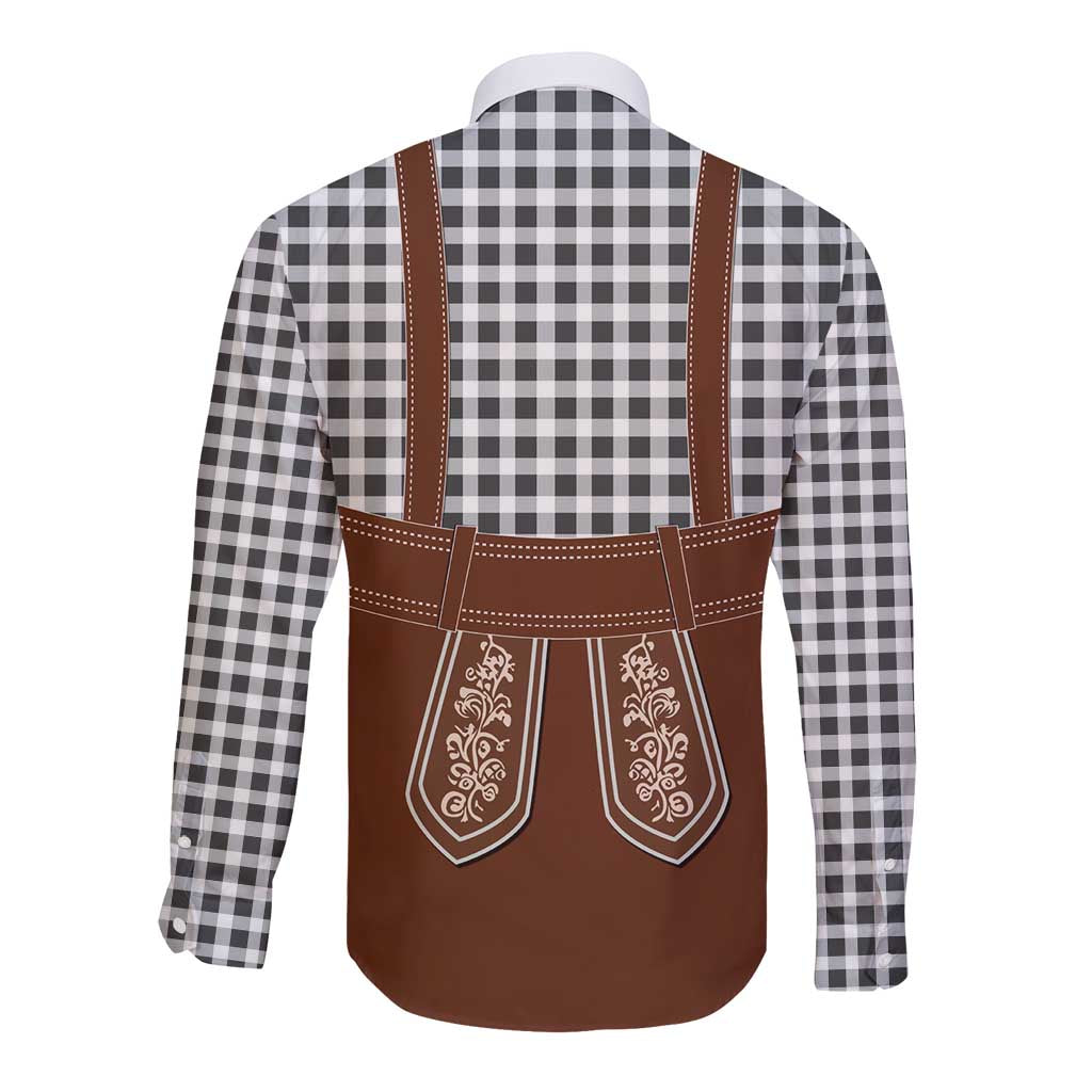 Oktoberfest Lederhosen Costume Long Sleeve Button Shirt German Beer Festival - Wonder Print Shop