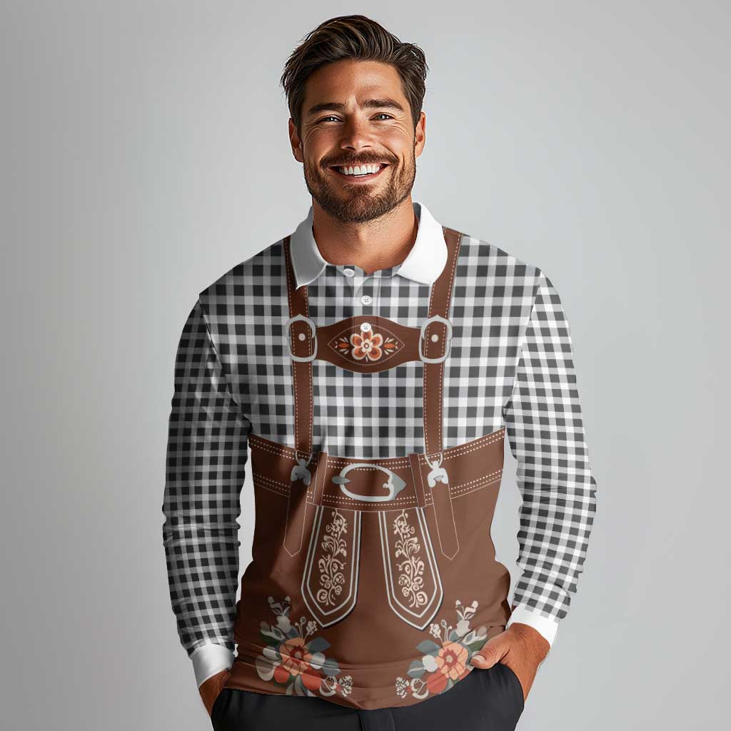 Oktoberfest Lederhosen Costume Long Sleeve Polo Shirt German Beer Festival - Wonder Print Shop