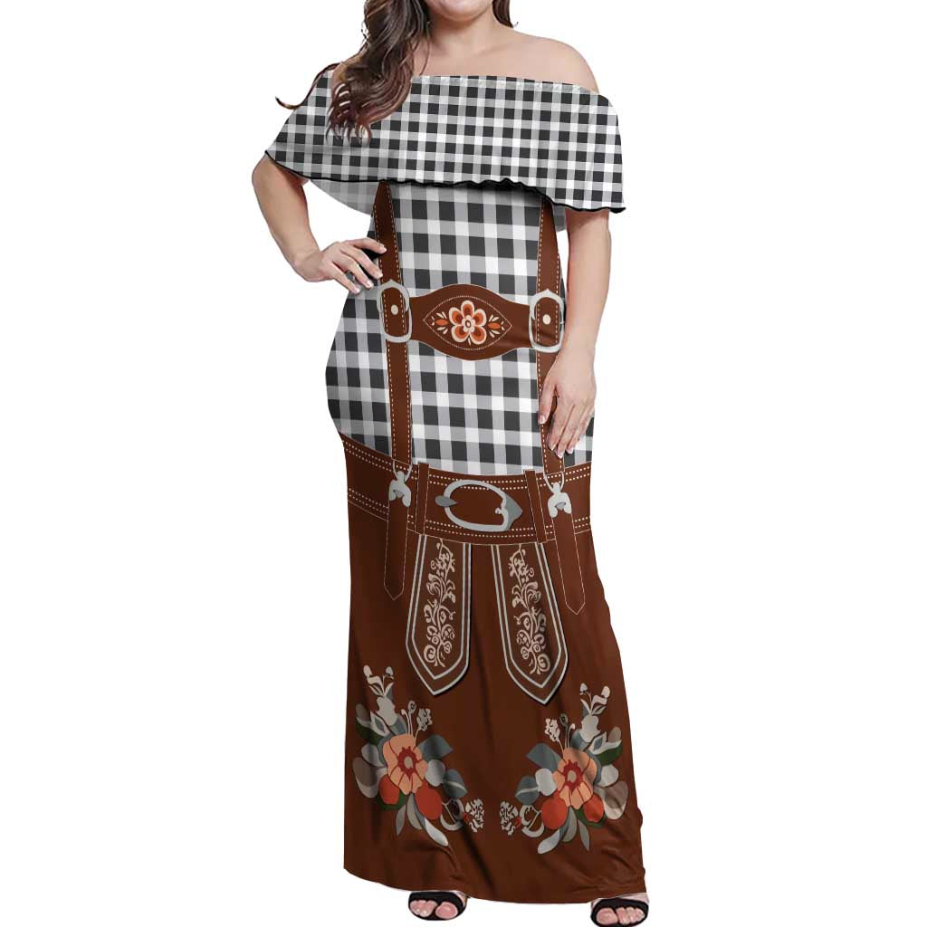Oktoberfest Lederhosen Costume Off Shoulder Maxi Dress German Beer Festival - Wonder Print Shop