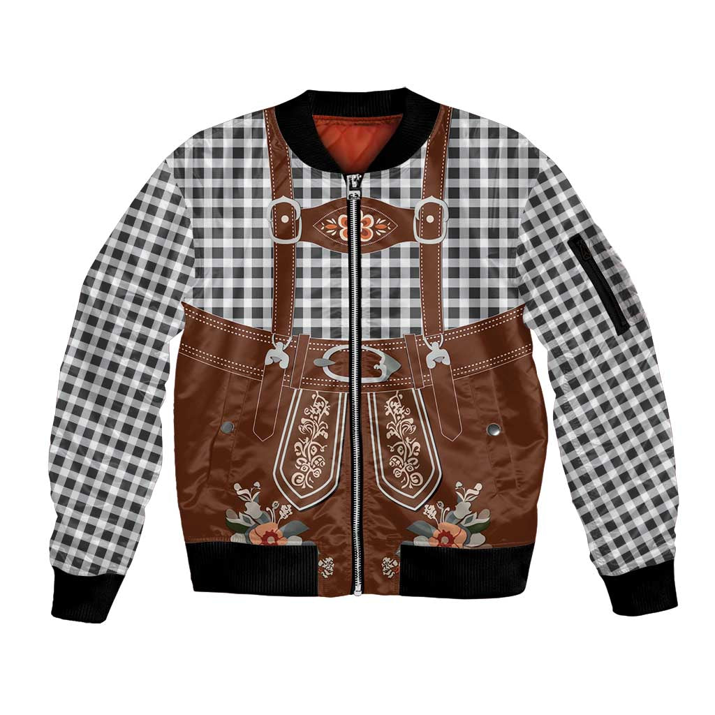 Oktoberfest Lederhosen Costume Sleeve Zip Bomber Jacket German Beer Festival - Wonder Print Shop