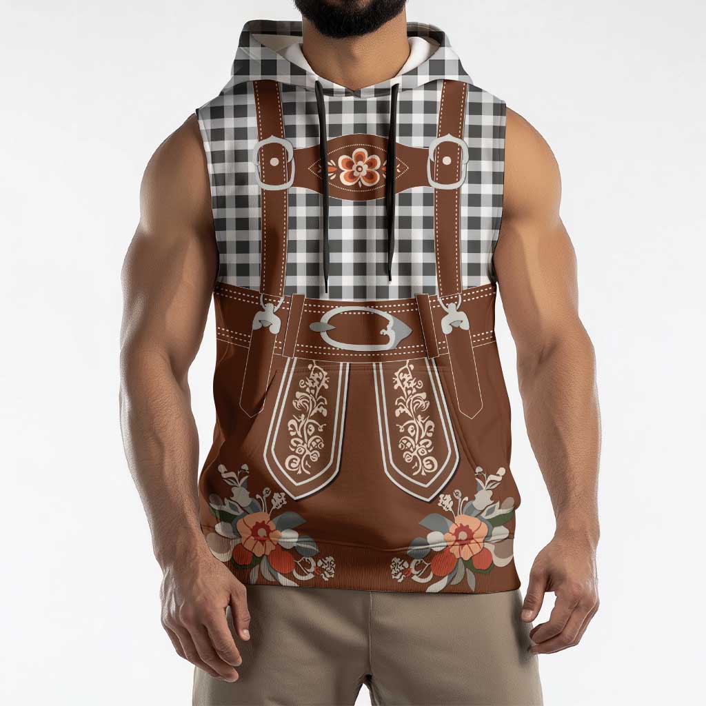 Oktoberfest Lederhosen Costume Sleeveless Hoodie German Beer Festival - Wonder Print Shop