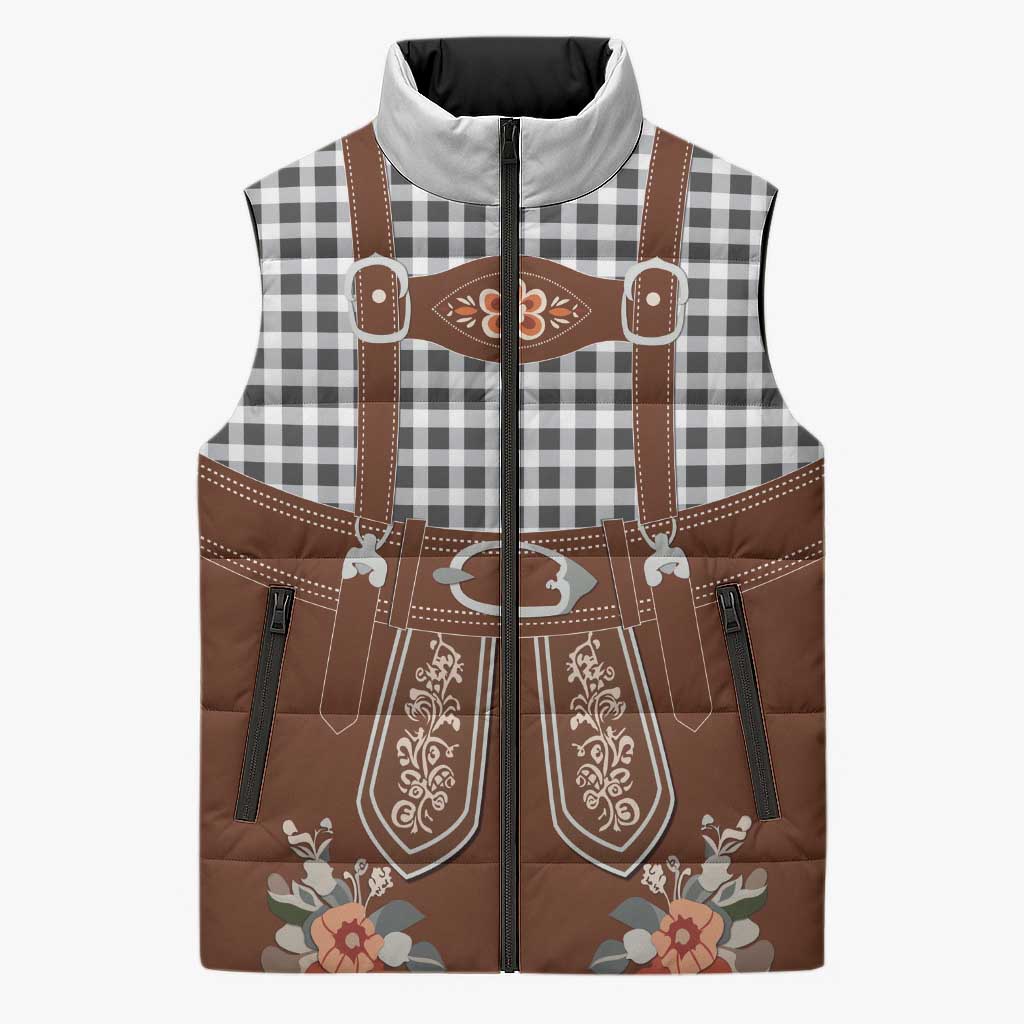 Oktoberfest Lederhosen Costume Sleeveless Puffer Jacket German Beer Festival - Wonder Print Shop