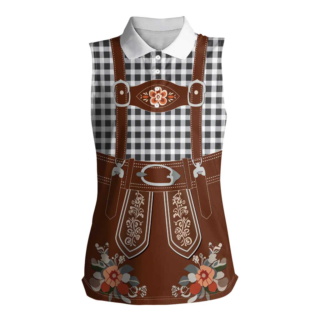 Oktoberfest Lederhosen Costume Women Sleeveless Polo Shirt German Beer Festival - Wonder Print Shop