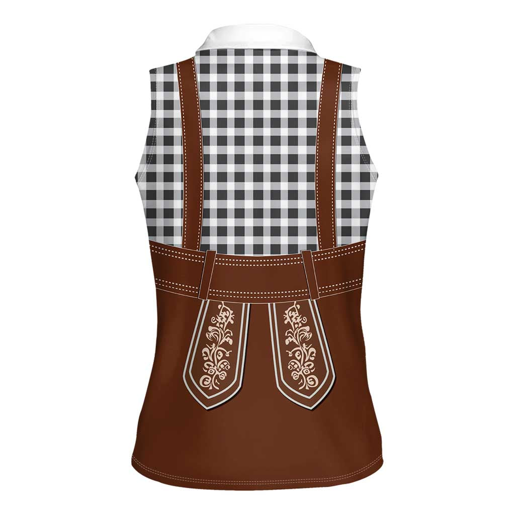 Oktoberfest Lederhosen Costume Women Sleeveless Polo Shirt German Beer Festival - Wonder Print Shop