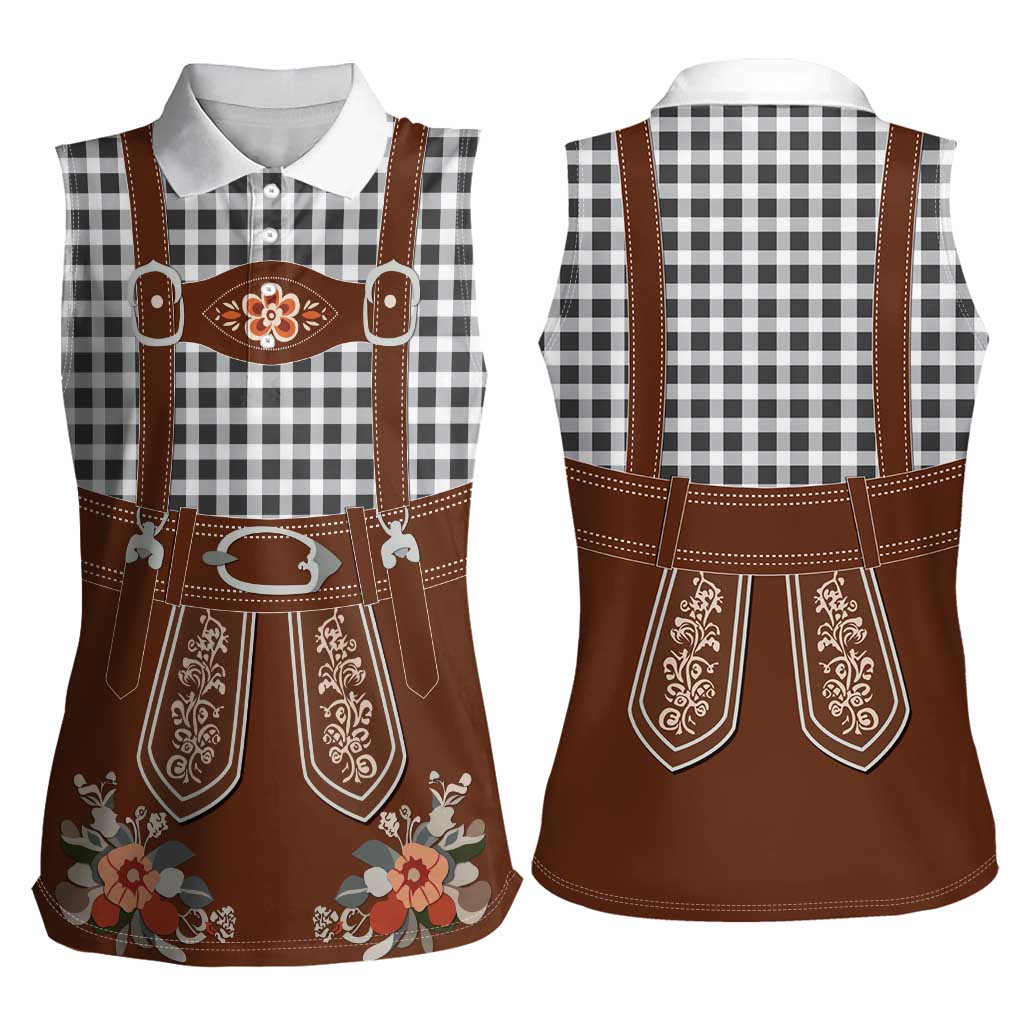 Oktoberfest Lederhosen Costume Women Sleeveless Polo Shirt German Beer Festival - Wonder Print Shop