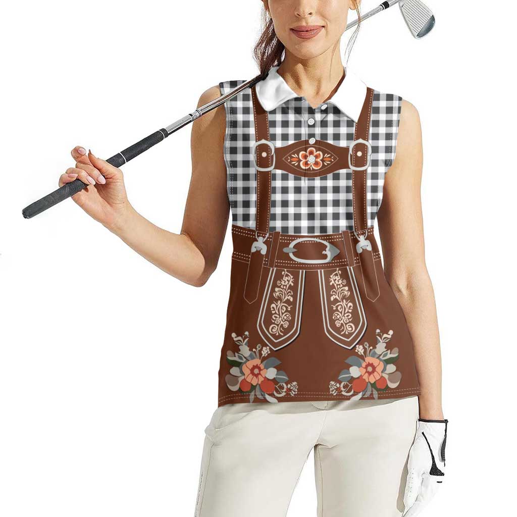 Oktoberfest Lederhosen Costume Women Sleeveless Polo Shirt German Beer Festival - Wonder Print Shop