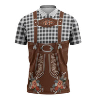 Oktoberfest Lederhosen Costume Zipper Polo Shirt German Beer Festival - Wonder Print Shop