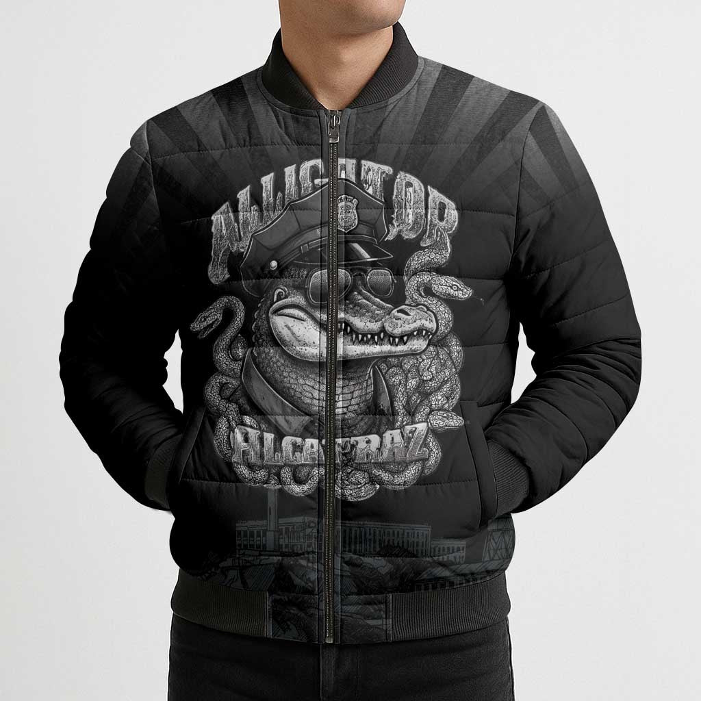 Alligator Alcatraz Police Bomber Puffer Jacket Prison Florida Everglades - Wonder Print Shop