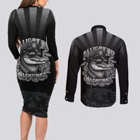 Alligator Alcatraz Police Couples Matching Long Sleeve Bodycon Dress and Long Sleeve Button Shirt Prison Florida Everglades - Wonder Print Shop