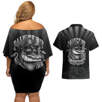Alligator Alcatraz Police Couples Matching Off Shoulder Short Dress and Hawaiian Shirt Prison Florida Everglades - Wonder Print Shop