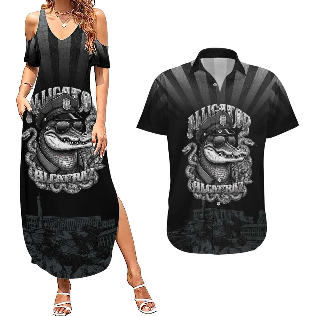 Alligator Alcatraz Police Couples Matching Summer Maxi Dress and Hawaiian Shirt Prison Florida Everglades - Wonder Print Shop