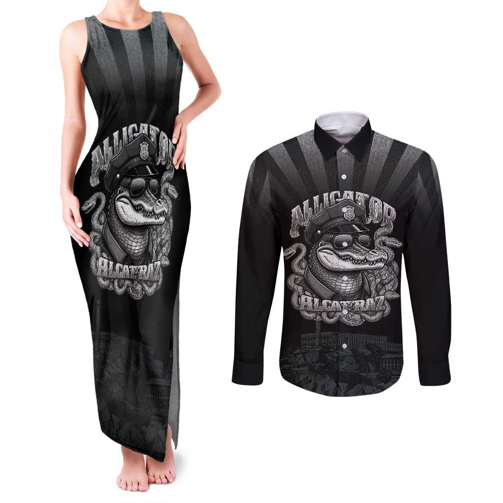 Alligator Alcatraz Police Couples Matching Tank Maxi Dress and Long Sleeve Button Shirt Prison Florida Everglades - Wonder Print Shop