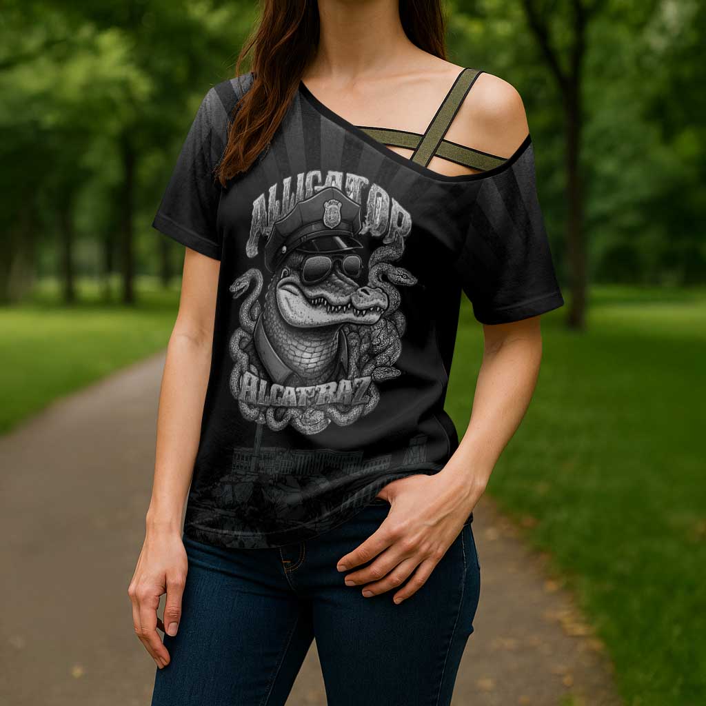 Alligator Alcatraz Police Cross Shoulder Shirt Prison Florida Everglades - Wonder Print Shop