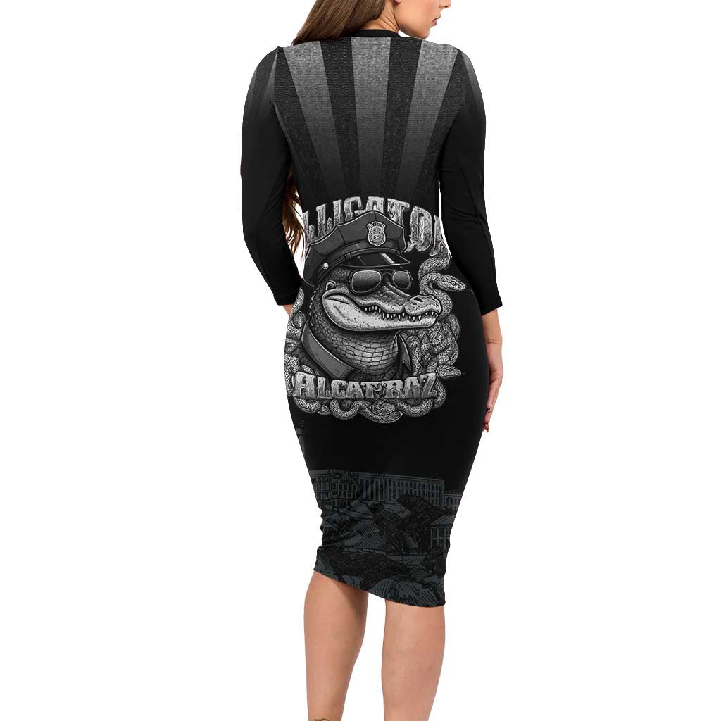 Alligator Alcatraz Police Family Matching Long Sleeve Bodycon Dress and Hawaiian Shirt Prison Florida Everglades - Wonder Print Shop