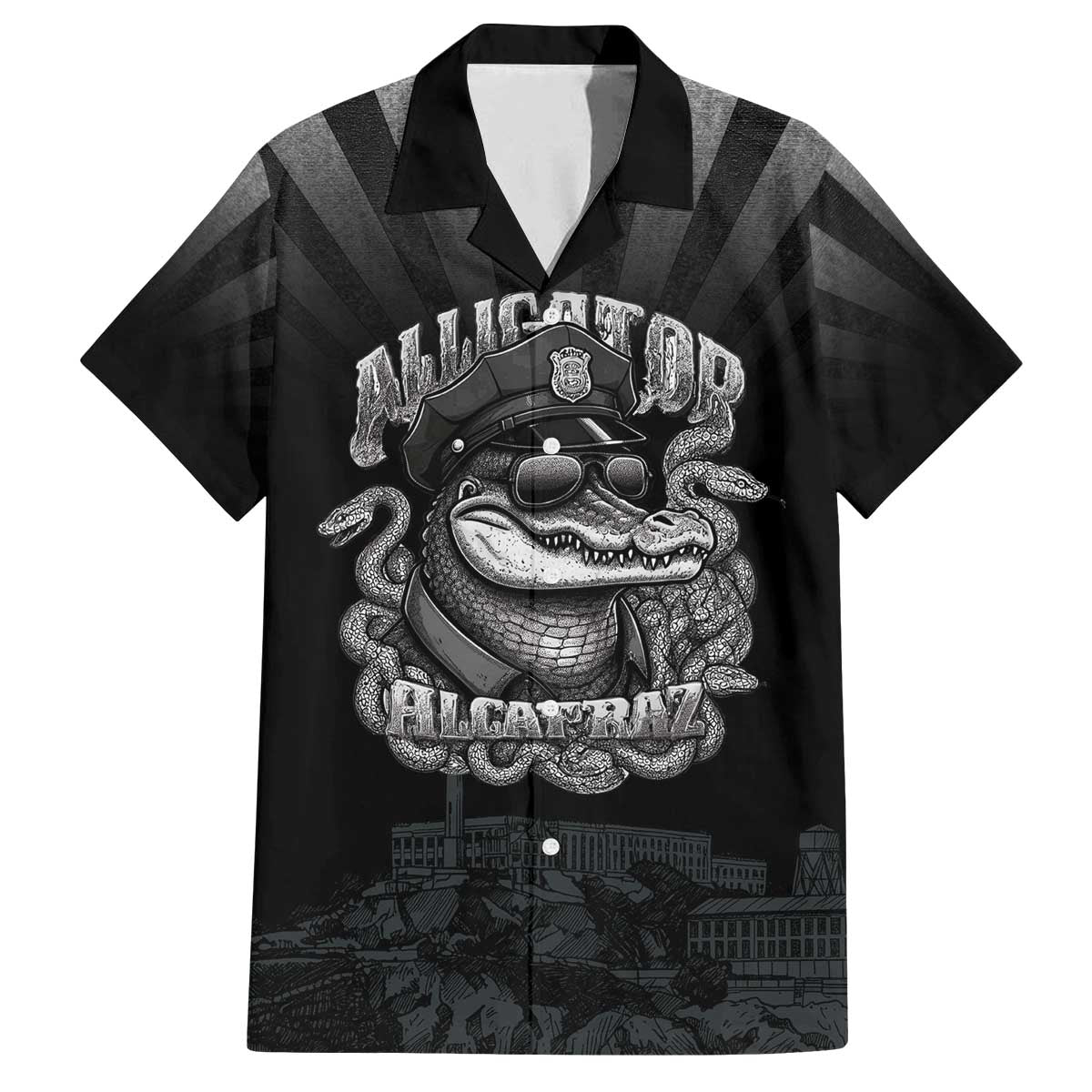 Alligator Alcatraz Police Family Matching Off The Shoulder Long Sleeve Dress and Hawaiian Shirt Prison Florida Everglades - Wonder Print Shop