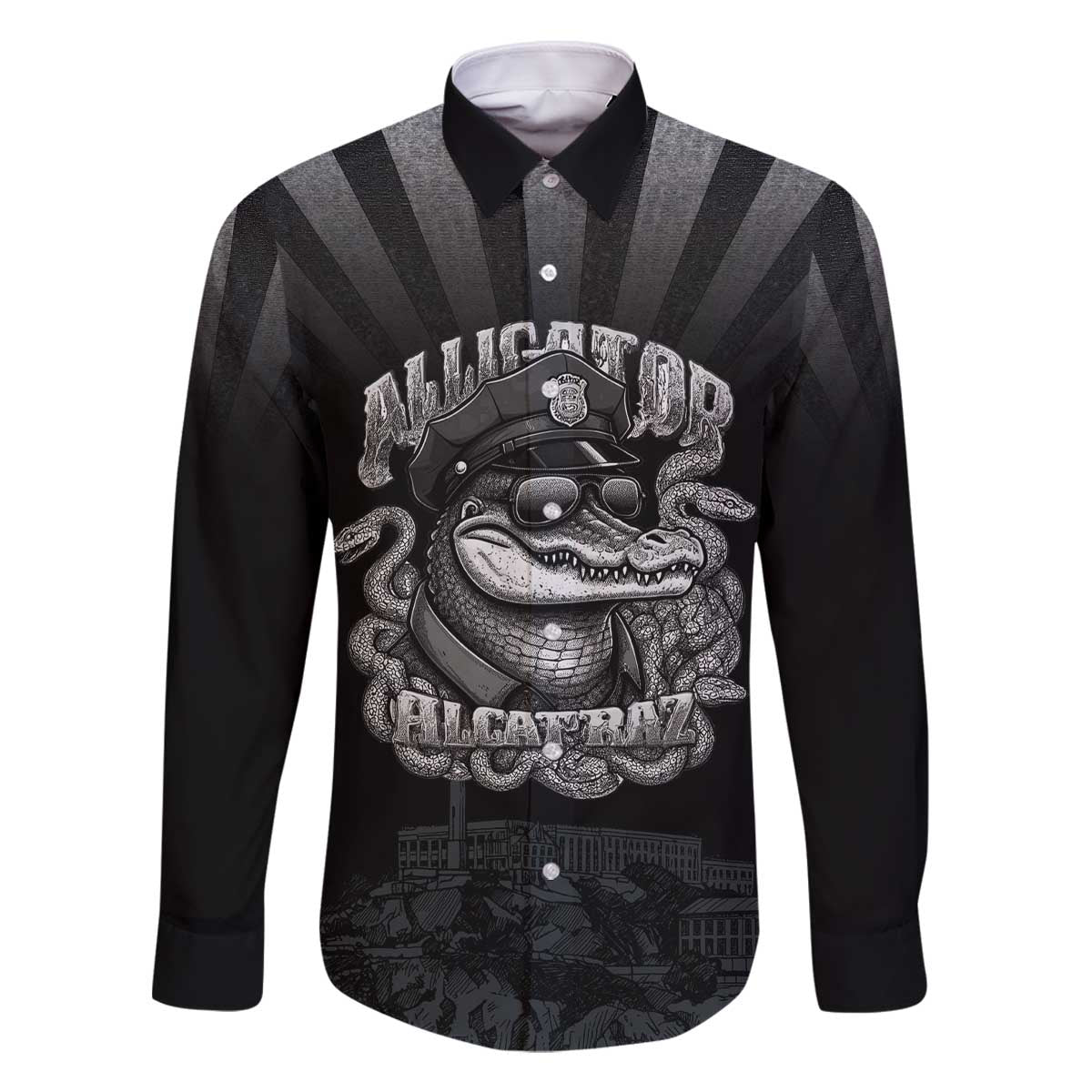 Alligator Alcatraz Police Family Matching Off The Shoulder Long Sleeve Dress and Hawaiian Shirt Prison Florida Everglades - Wonder Print Shop