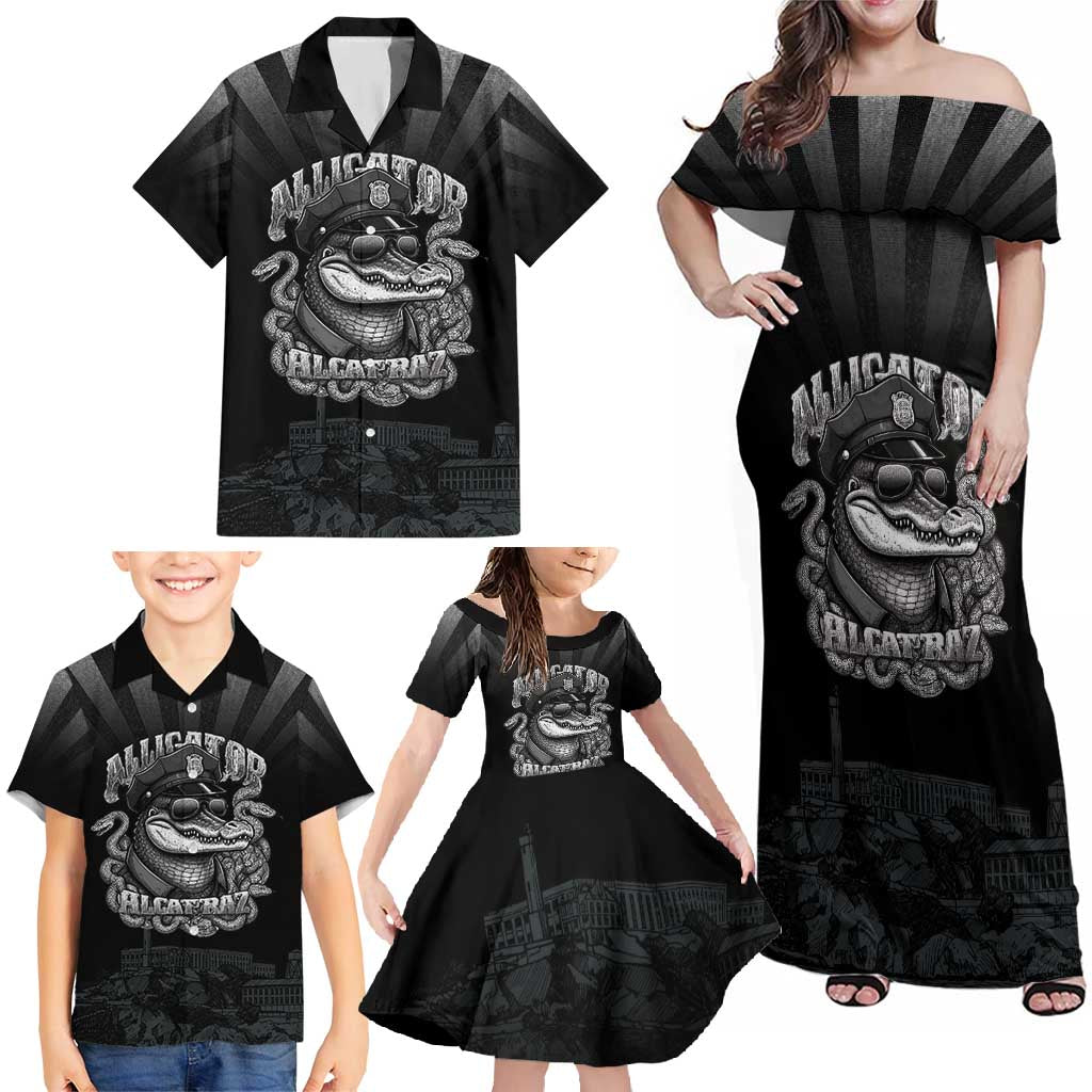 Alligator Alcatraz Police Family Matching Off Shoulder Maxi Dress and Hawaiian Shirt Prison Florida Everglades - Wonder Print Shop