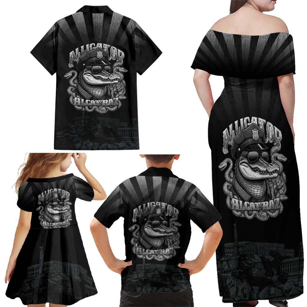 Alligator Alcatraz Police Family Matching Off Shoulder Maxi Dress and Hawaiian Shirt Prison Florida Everglades - Wonder Print Shop