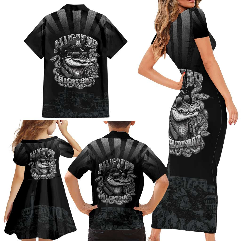 Alligator Alcatraz Police Family Matching Short Sleeve Bodycon Dress and Hawaiian Shirt Prison Florida Everglades - Wonder Print Shop