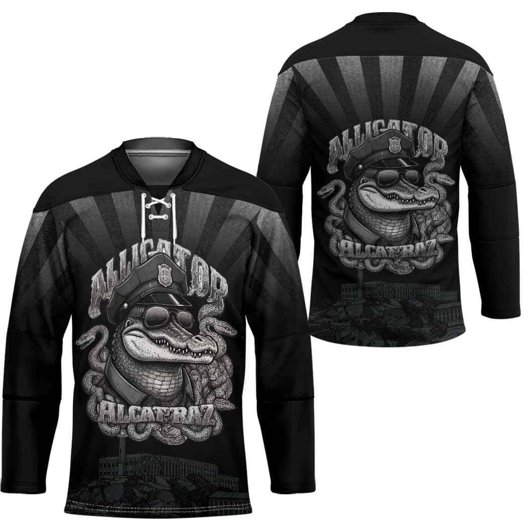 Alligator Alcatraz Police Hockey Jersey Prison Florida Everglades - Wonder Print Shop