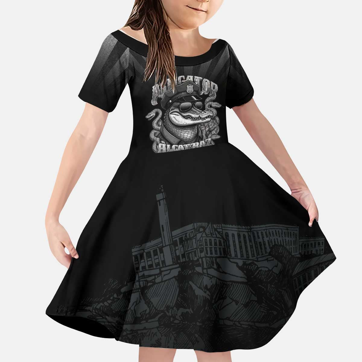 Alligator Alcatraz Police Kid Short Sleeve Dress Prison Florida Everglades - Wonder Print Shop