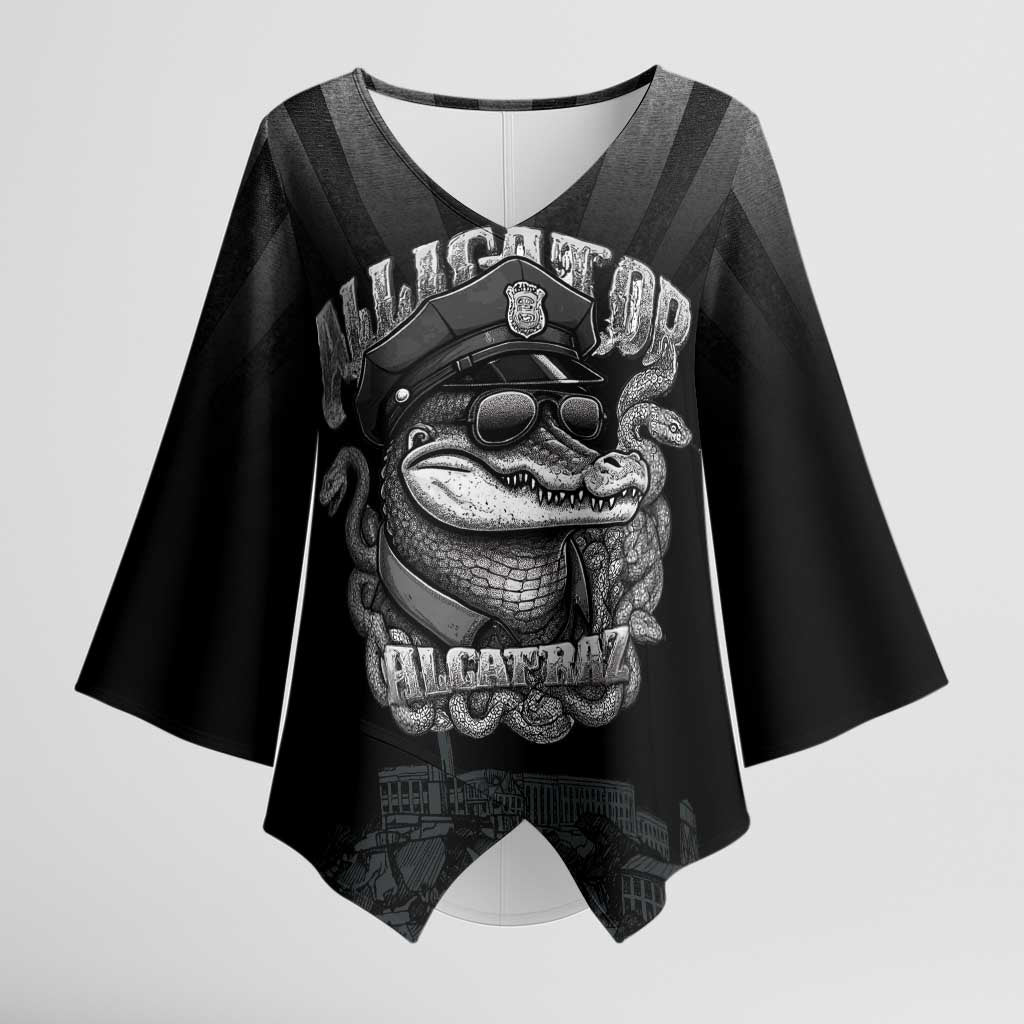Alligator Alcatraz Police Kimono Sleeve Blouse Prison Florida Everglades - Wonder Print Shop