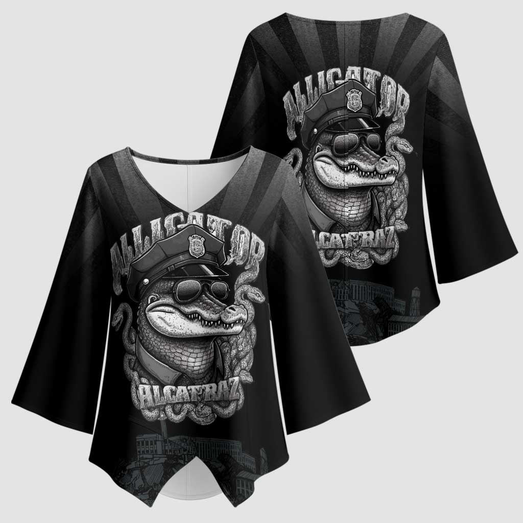 Alligator Alcatraz Police Kimono Sleeve Blouse Prison Florida Everglades - Wonder Print Shop